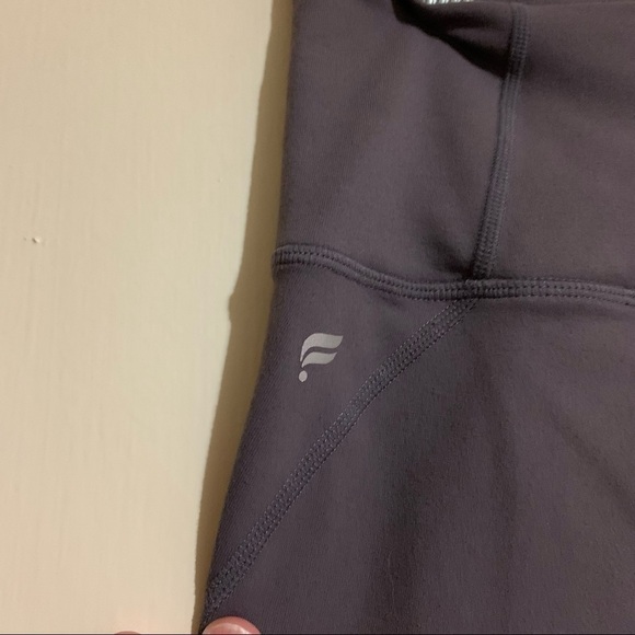 Fabletics Powerhold High Waisted Mesh Block Striped Gray Pink Leggings. - Picture 4 of 11